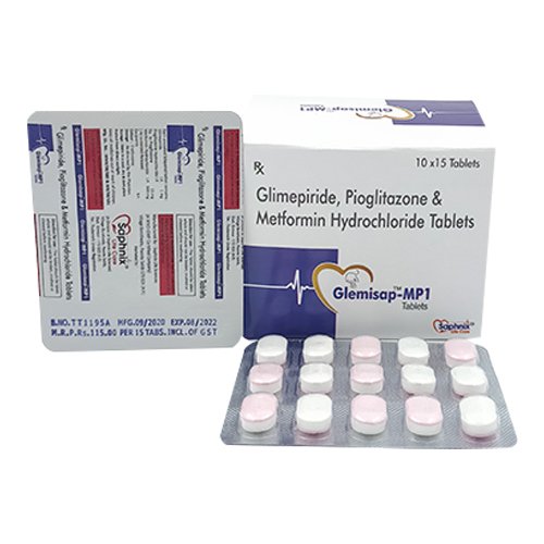 Glimepiride 1 Mg, Pioglitazone 15 Mg and Metformin Hydrochloride 500 Mg Tablets